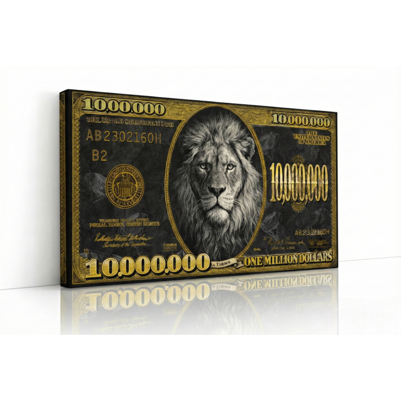 Quadro Nota de Milhão com Leão