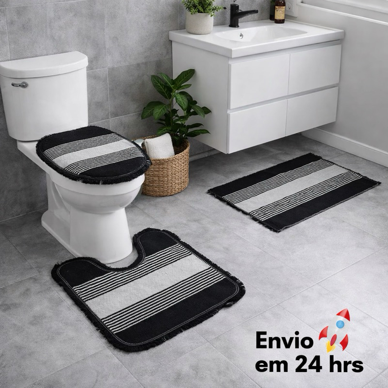 Kit Jogo de Banheiro 3 Peças Várias Cores 100% Algodão
