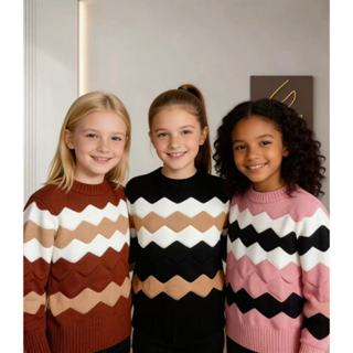 Nova suéter de tricô para meninas, adequada para usar no outono e no inverno em Oferta na Shopee