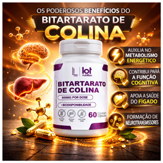 Bitartarato de Colina 450mg 60 Cápsulas Foco Mental e Memória – Lot Nutrition em Oferta na Shopee