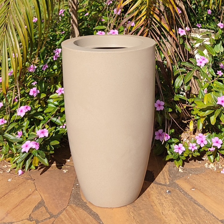Vaso Decorativo Polietileno Luxo Marmorizado Liso Ibiza 49x29 Jardim Sala Área Externa