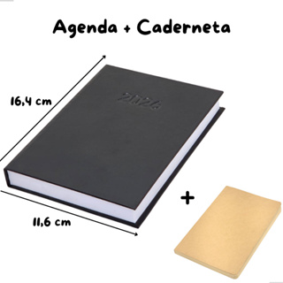 Agenda Diária Brochura Executiva  Capa Sintética Planner 330 pág + Caderneta Kraft Executiva sem Pauta em Oferta na Shopee