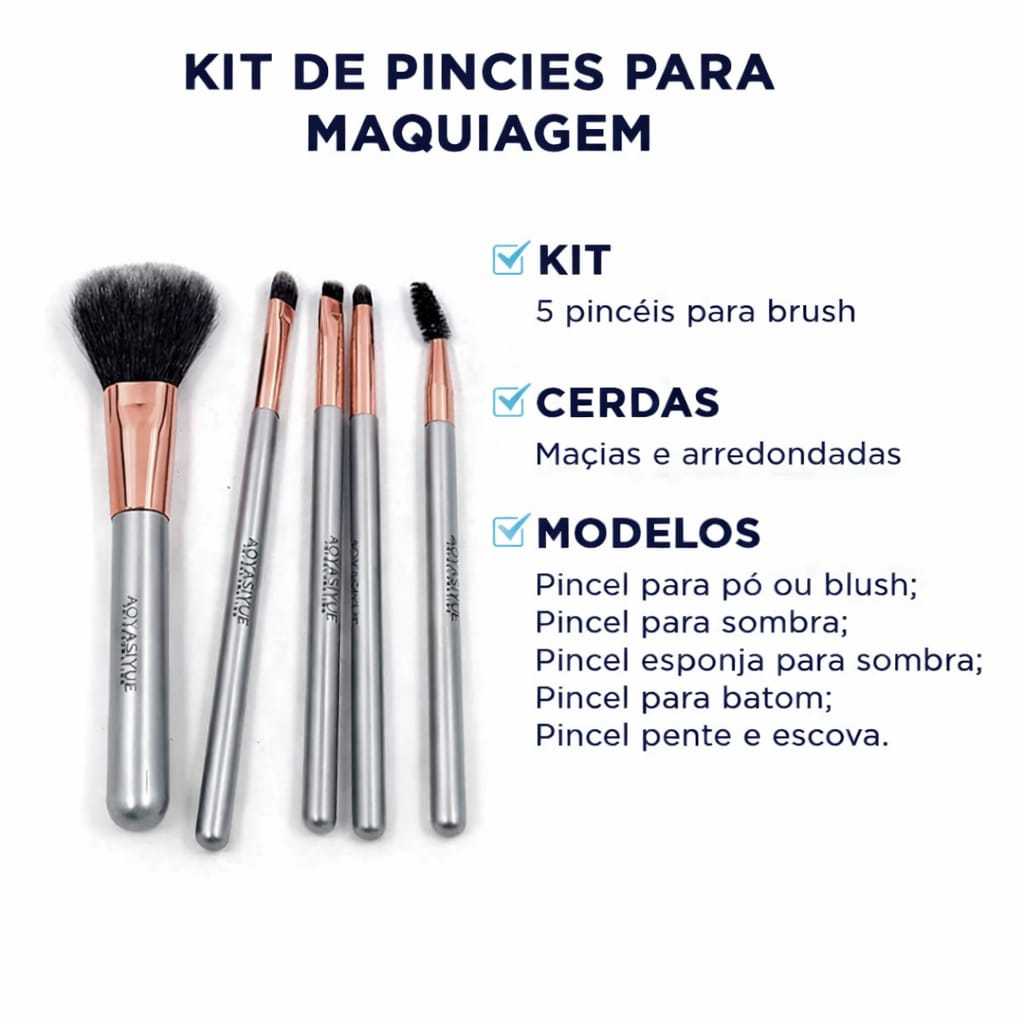 Kit 5 Pincéis de Maquiagem Profissional AOYASIYUE Kit Completo para uma Maquiagem Perfeita