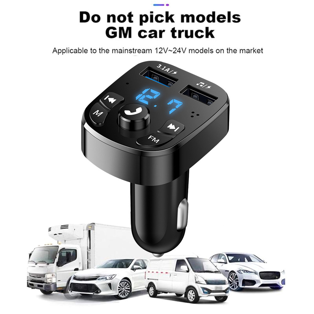 Transmissor FM veicular Conexão Bluetooth Sem Fio, Suporte USB/Micro SD, Design Compacto carro e caminhão