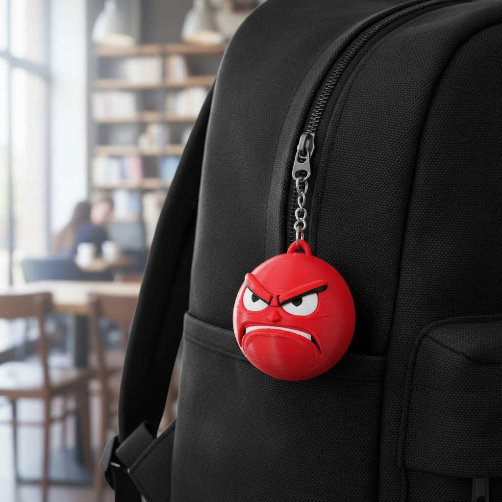 Chaveiro Emoji Decorativo Personagem Raiva Vermelho