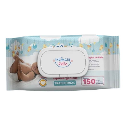 Kit 03 Pacotes Toalhas Umedecidas INFÂNCIA FELIZ - 150 Folhas - Vegano - Com Tampa em Oferta na Shopee