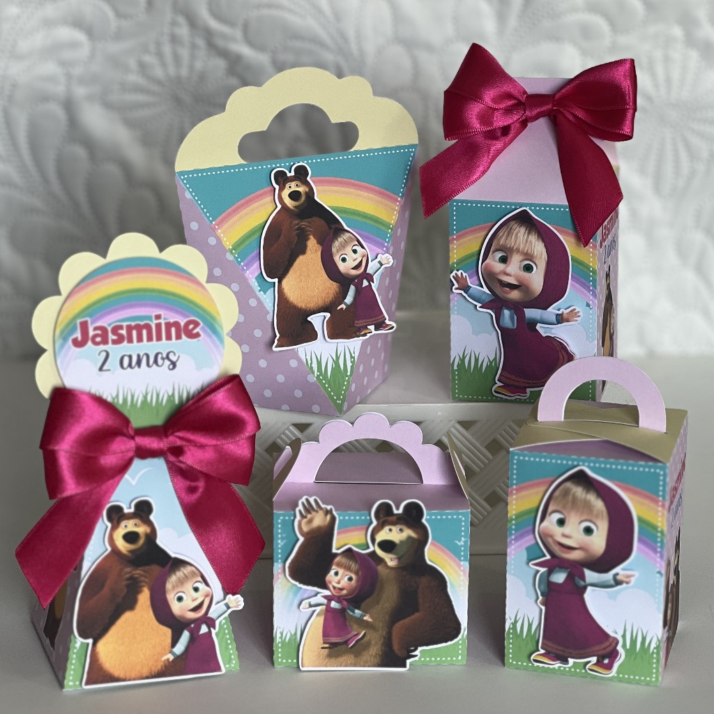 Kit Pegue e Monte Macha e o Urso - Lembrancinha Personalizada Festa Macha e o Urso kit Exclusivo
