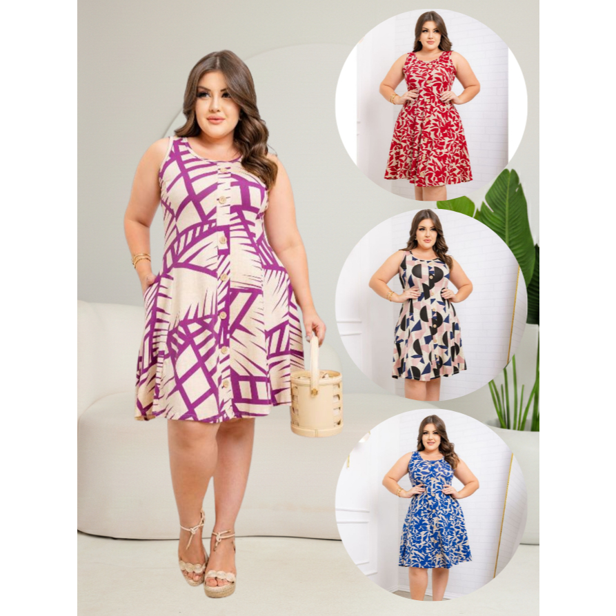 KIT 3 Vestidos Mary Sortidos Estampados e Lisos Modelo Curto Moda Feminina Verão Primavera em Oferta na Shopee