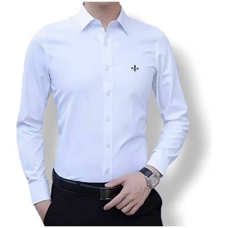 Camisa Social Masculina Manga Longa (⚜️ D) Lisa Clássica Casual Confortável Slim Fit