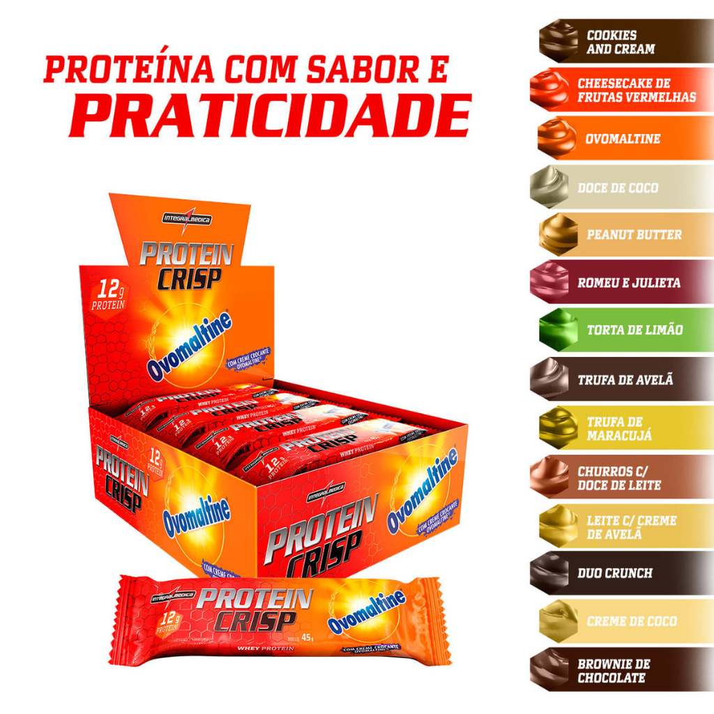 Barra De Proteína Protein Crisp Bar 45g Display 12 unidades Integralmedica em Oferta na Shopee