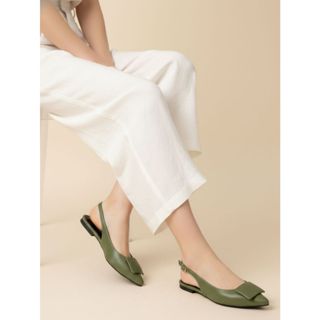 Sapatilha Feminina Slingback Bico Fino Verde Militar Confortavel Moderno Sandalia em Oferta na Shopee