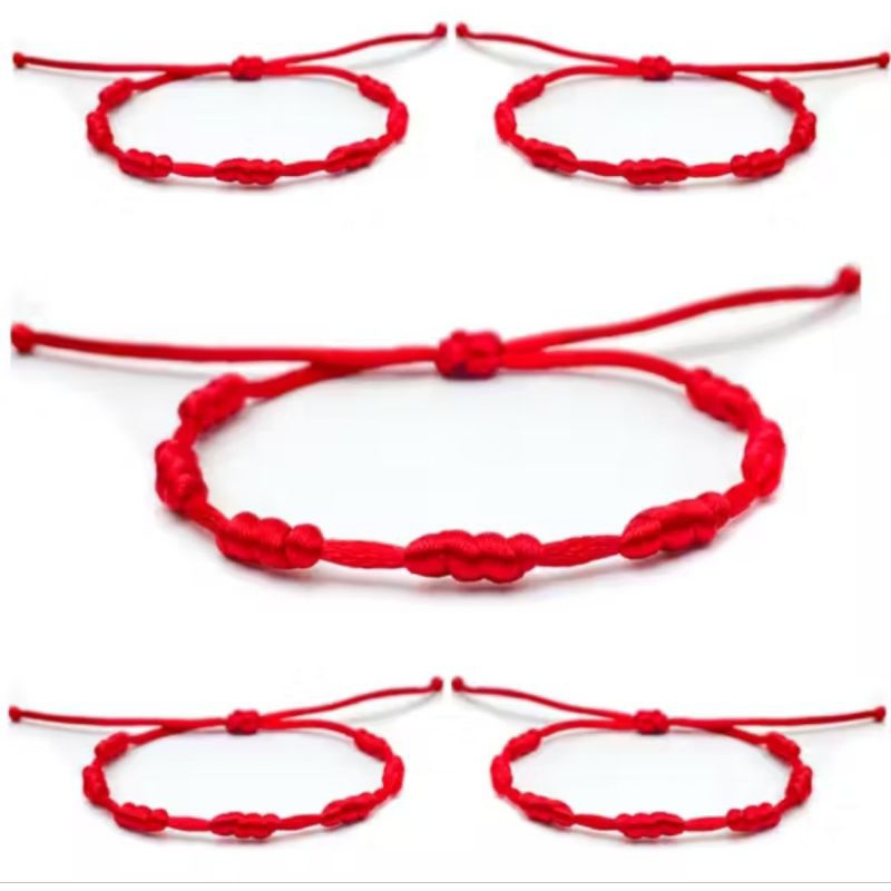 Kit 5 ou 10 pulseira vermelha 7 Nós Kabbalah Proteção Contra Mal Olhar Ajustável em Oferta na Shopee