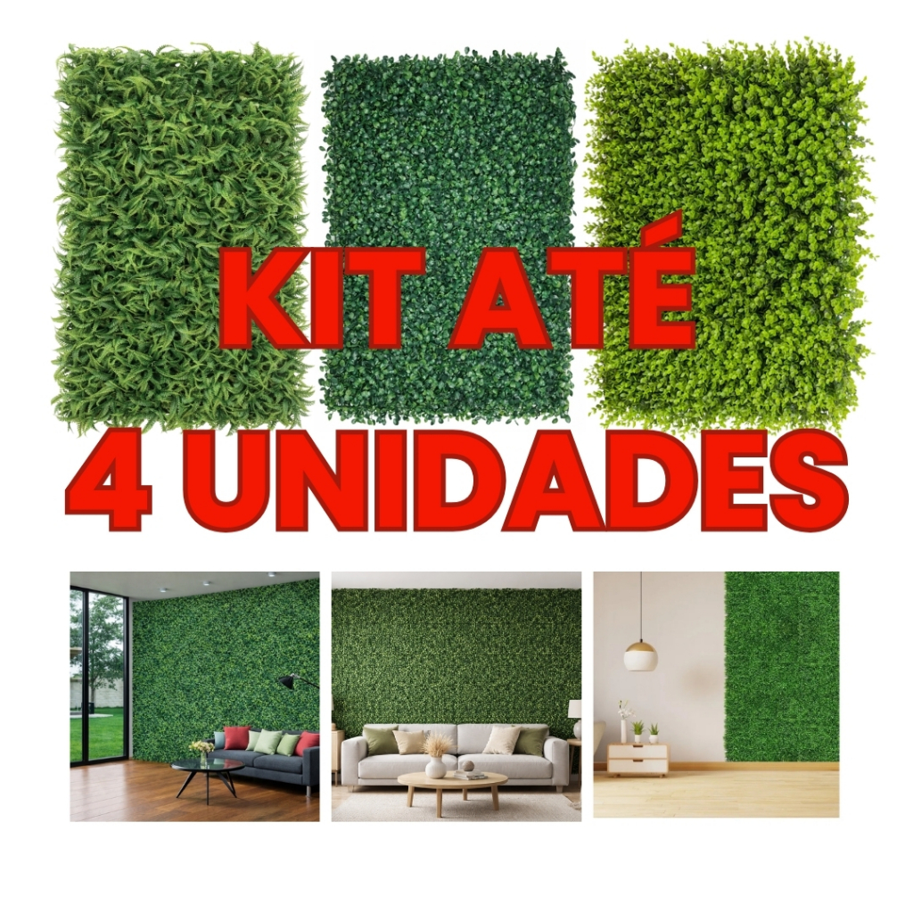 Kit Placa Jardim Vertical Artificial Grande 40CM x 60CM Uma Ou 4 Unidades em Oferta na Shopee