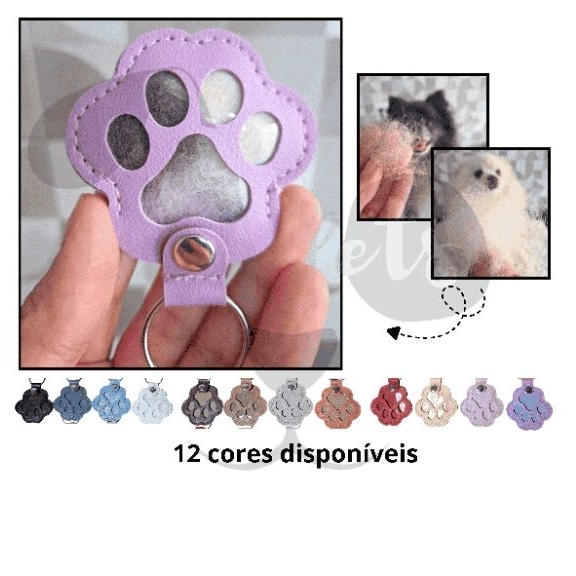 Chaveiro Patinha Pet para armazenar pêlo de cachorro ou gato em Oferta na Shopee
