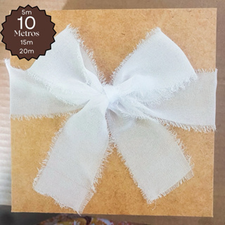 10m Fita Chiffon Branco Artesanal Rústica Desfiada para casamentos, caixas padrinhos, artesanatos em Oferta na Shopee