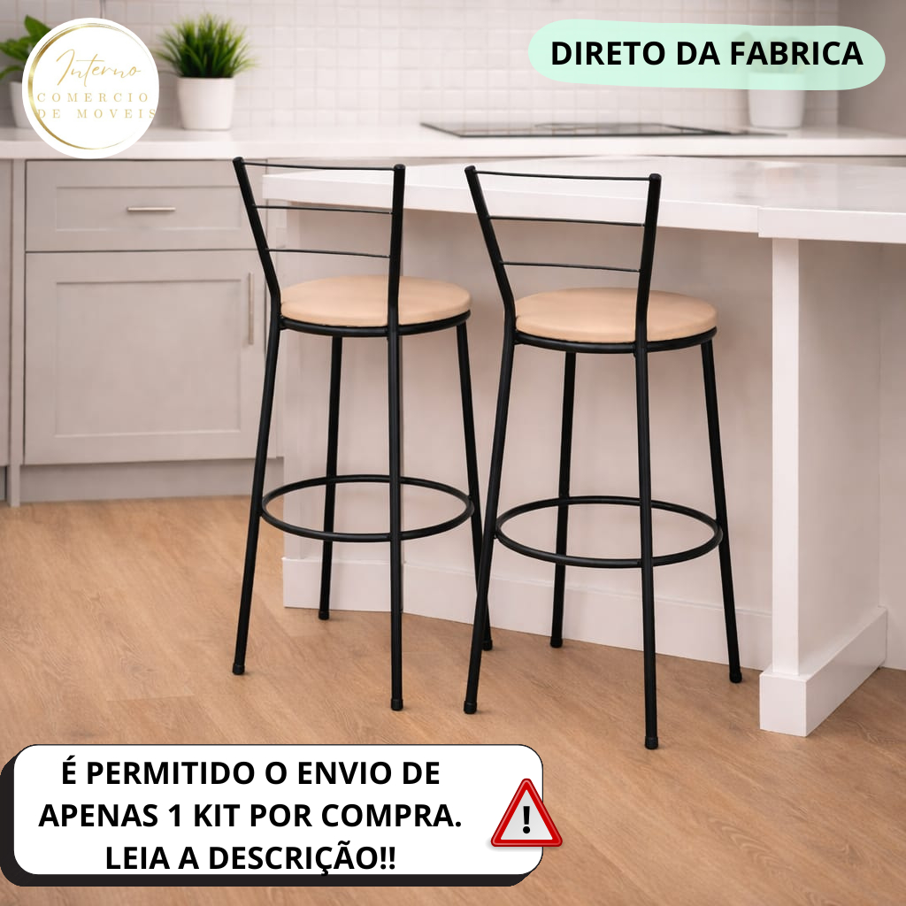 Kit 2 Banquetas Alta de 3 Arame De Cozinha  para Balcao Area Gourmet em Oferta na Shopee