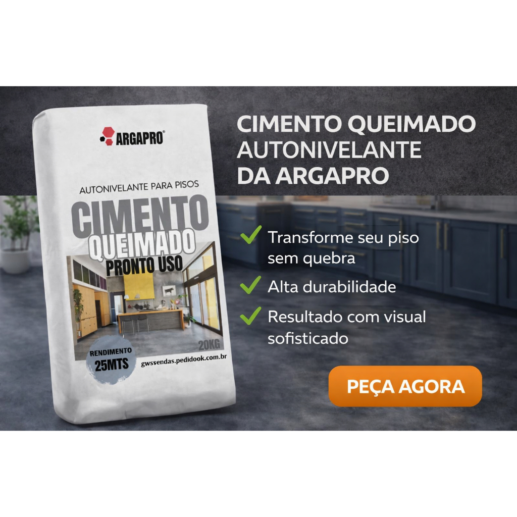Cimento queimado rustico para piso kit 20kg em Oferta na Shopee
