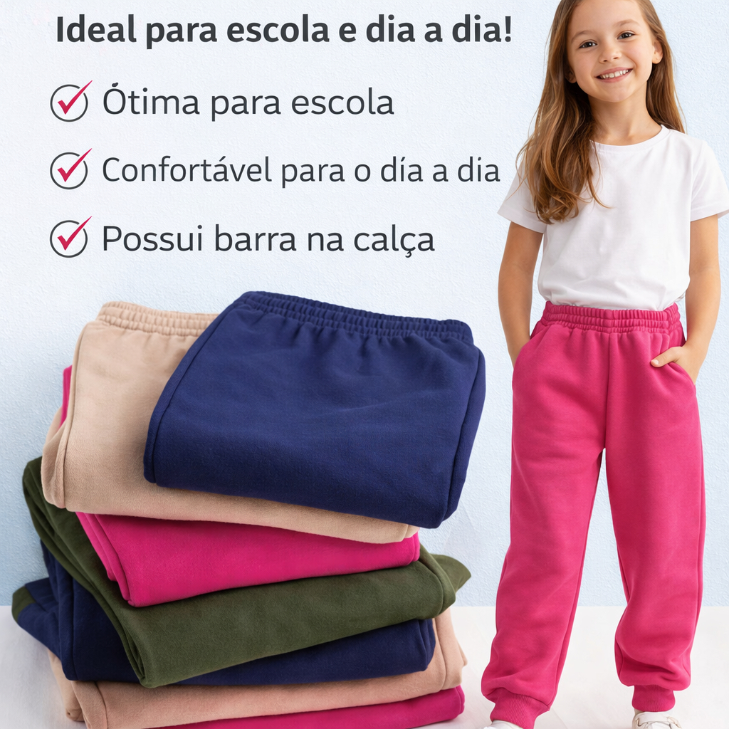 Kit Calça Moletom Infantil Menina do Tamanho 02 ao 12 Anos | Calça de Frio para Menina Inverno (sortida) em Oferta na Shopee