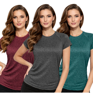 Kit 3 Camiseta Feminina Dry Fit Academia Treino Fitness em Oferta na Shopee