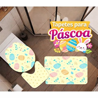 Tapete de Banheiro Páscoa Kit 3 Peças – Antiderrapante, Decorativo e Confortável (JOB P110) em Oferta na Shopee