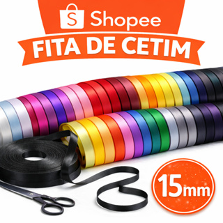 Fita de Cetim 15mm Poliester Com 50 Metros em Oferta na Shopee