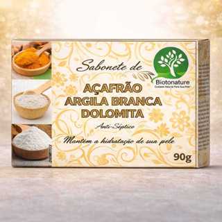 Kit 3 Sabonetes Açafrão Argila Branca Dolomita 90g – Limpeza e Cuidado Natural em Oferta na Shopee