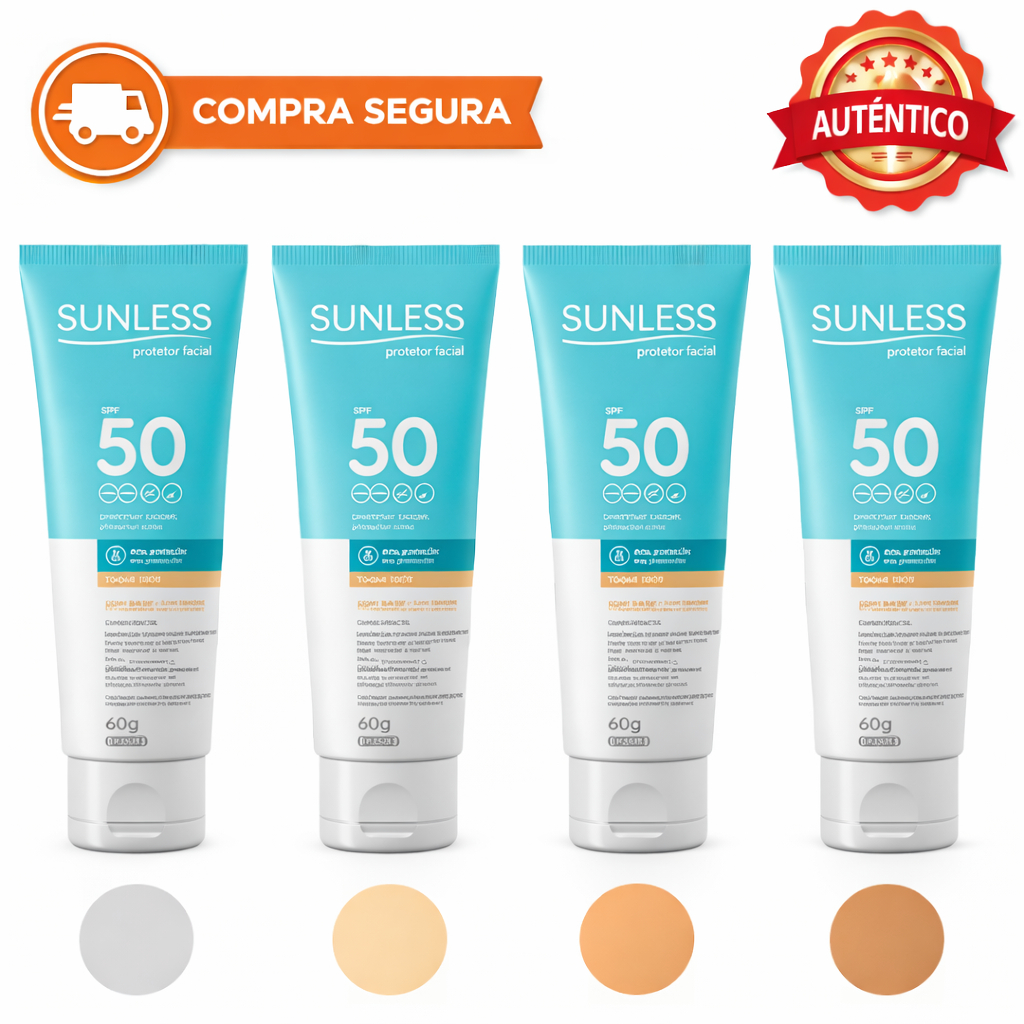 Protetor Solar Facial FPS 50 Toque Seco Sunless com Base Alta Proteção Efeito Natural Envio Imediato