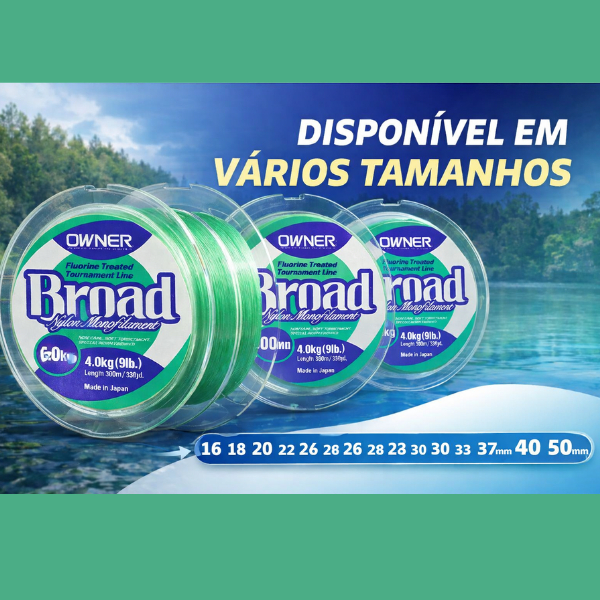 Linha Broad Owner Monofilamento Nylon 300m Verde Resistência À Abrasão Baixa Memoria Flexível Macia em Oferta na Shopee