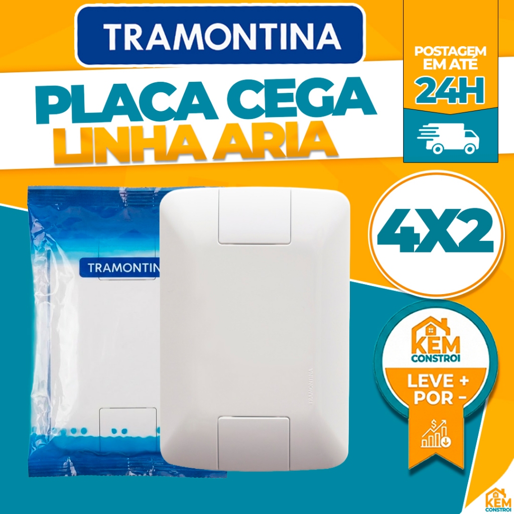 Kit Placas Cegas 4x2 Linha Aria Tramontina em Oferta na Shopee