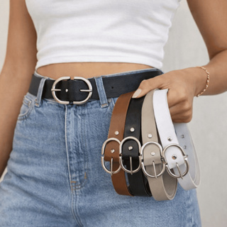 Kit de 1 a 5 Cintos Femininos com Fivela 2D Prata em Oferta na Shopee