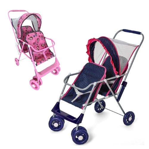Carrinho Para Bonecas Modelo Gemeos Metálico Dobrável 70cm - M&P