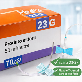 Scalp para Coleta de Sangue a Vácuo Medix 23G Estéril Caixa com 100 Unidades em Oferta na Shopee