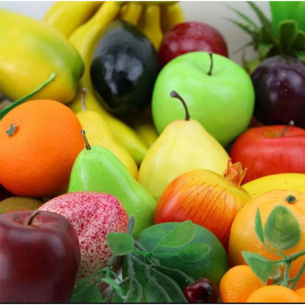 Kit 12 Frutas Sortidas Artificiais Textura Tamanho Real Realista Decorativas Frutas