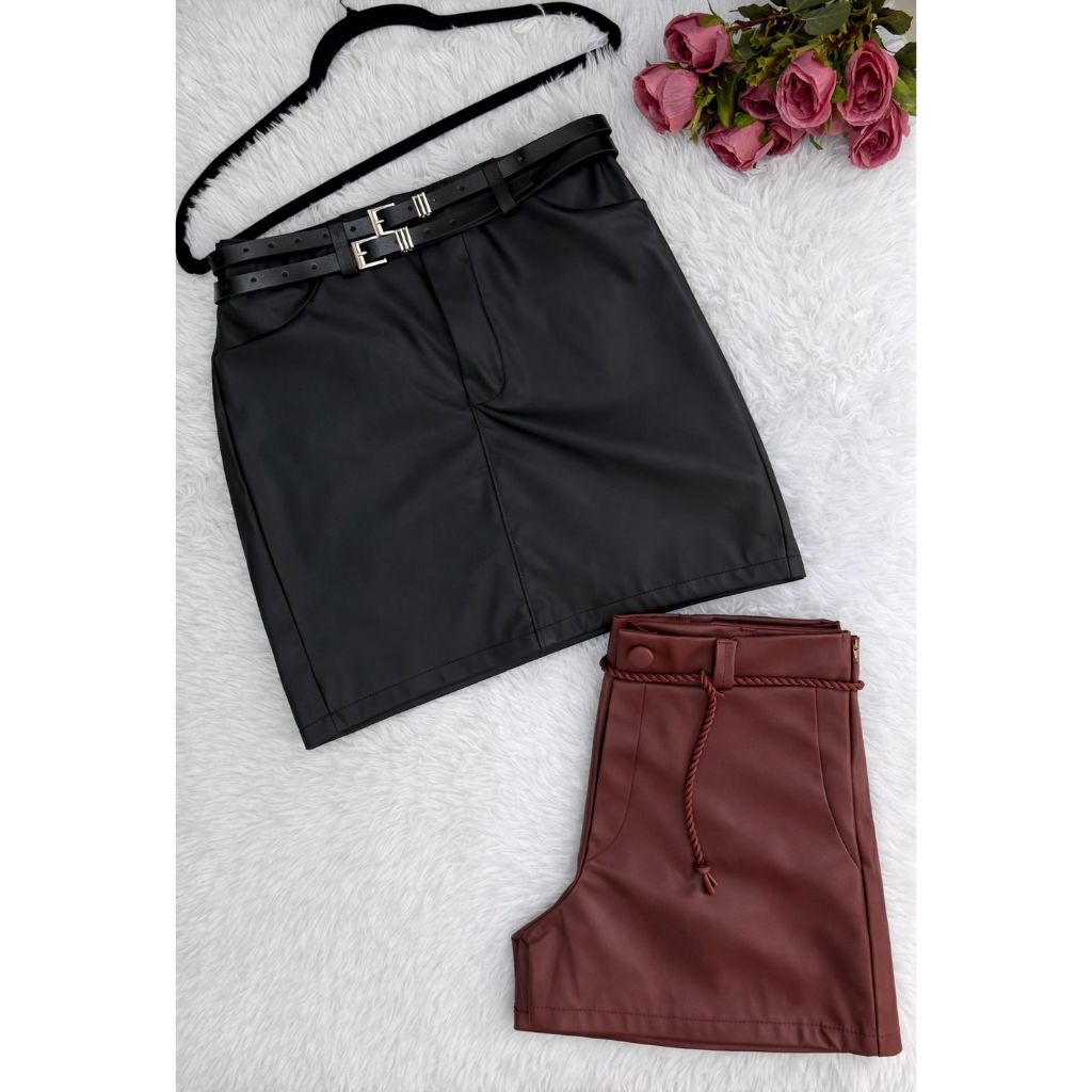 Kit Sao João Shorts saia e Shorts de courino. em Oferta na Shopee