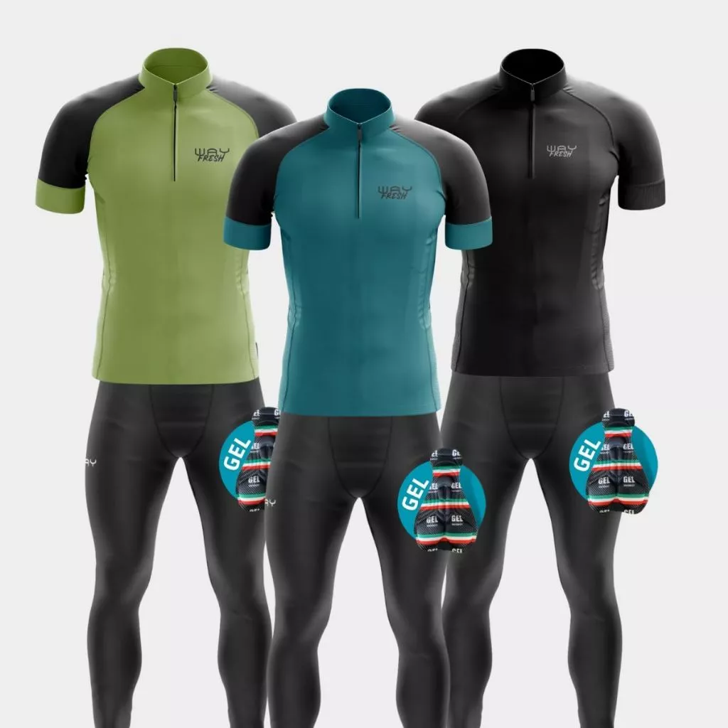Conjunto Ciclismo Masculino Calça Forro Gel Uv50 Mtb Refrescante Preto Verde Limão Inverno — imagem 1