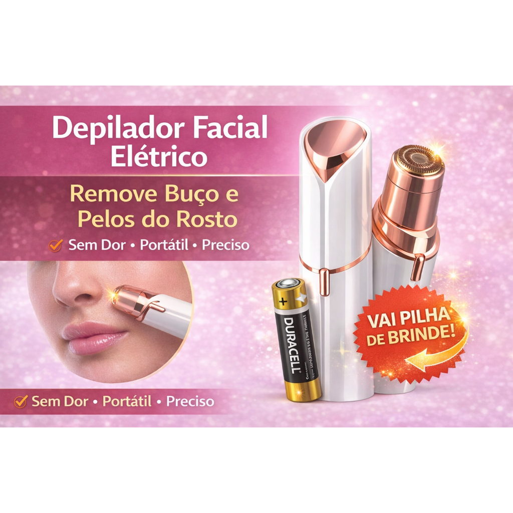 Depilador Facial Elétrico Feminino Removedor de Buço Sem Dor Aparador Portátil + Pilha em Oferta na Shopee
