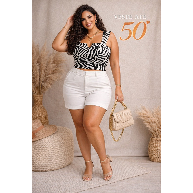 Cropped alvuso Estampado plus size forrado sem Bojo com alça grossa em Oferta na Shopee