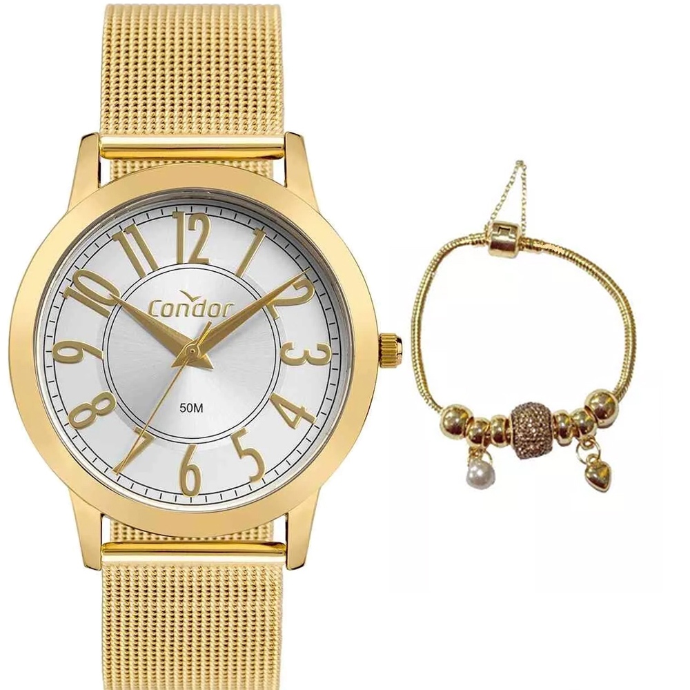 Relogio Condor Feminino Dourado CO2035MZV 4K em Oferta na Shopee