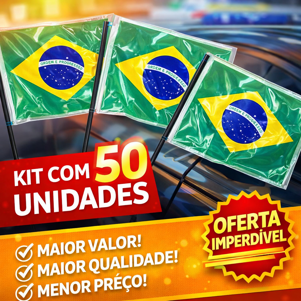 Bandeira Brasil Para Carro Atacado | Kits de 50 Unidades | Alta Procura Copa do Mundo 2026 Custo Beneficio