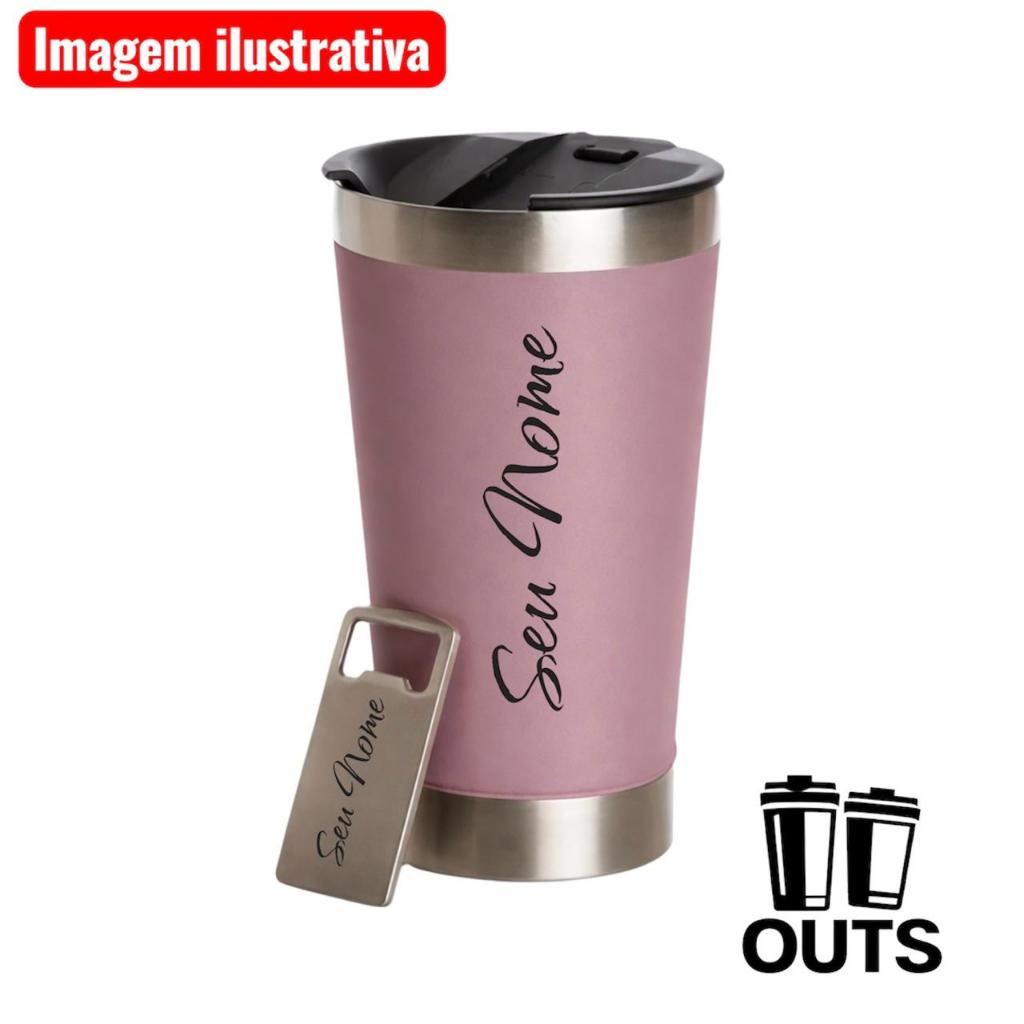 Copo Térmico Inox 473ml Personalizado com Tampa e Abridor – Gravação de Nomes em Oferta na Shopee