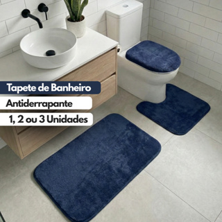 Tapete para Banheiro Antiderrapante Super Soft Escolha 1 2 ou 3 Peças Algodão e Pelúcia em Oferta na Shopee