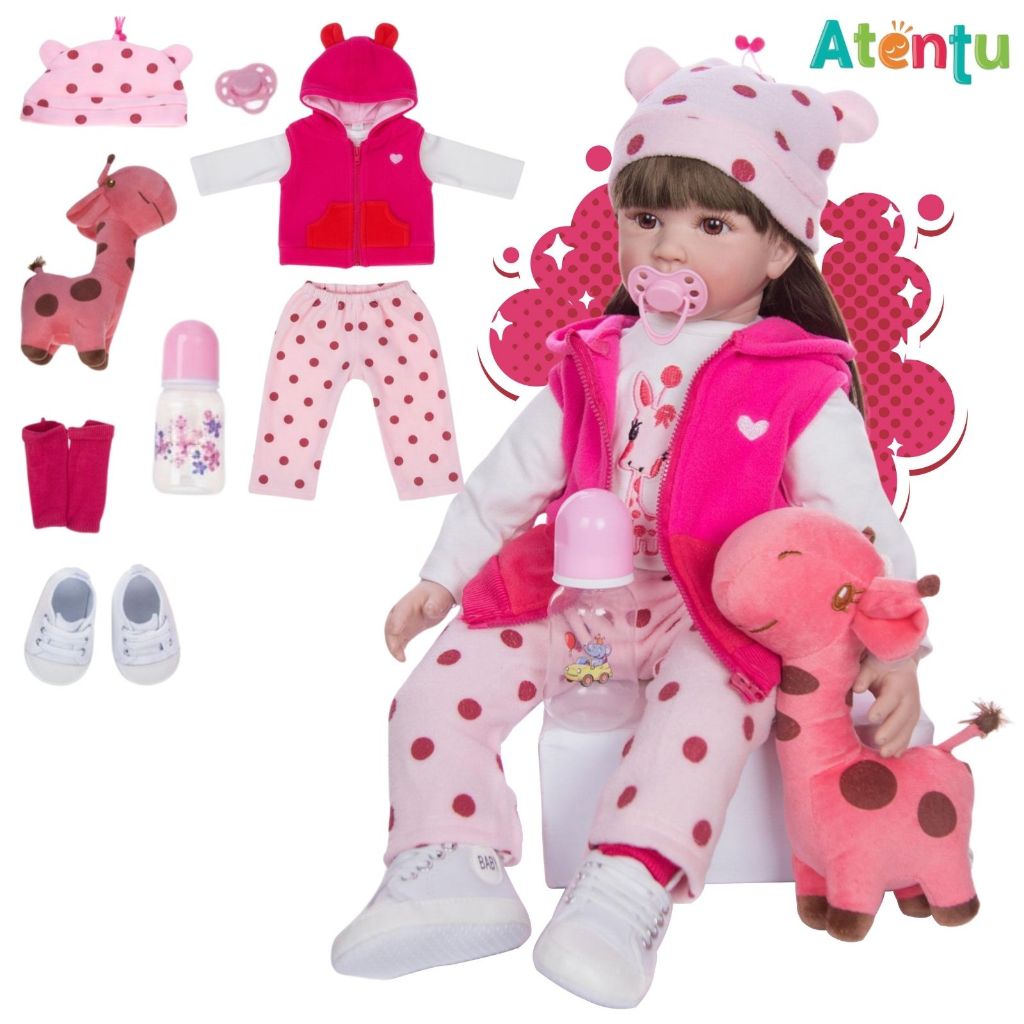 Boneca Infantil Bebê Reborn Realista Menina com Acessórios Girafinha em Oferta na Shopee