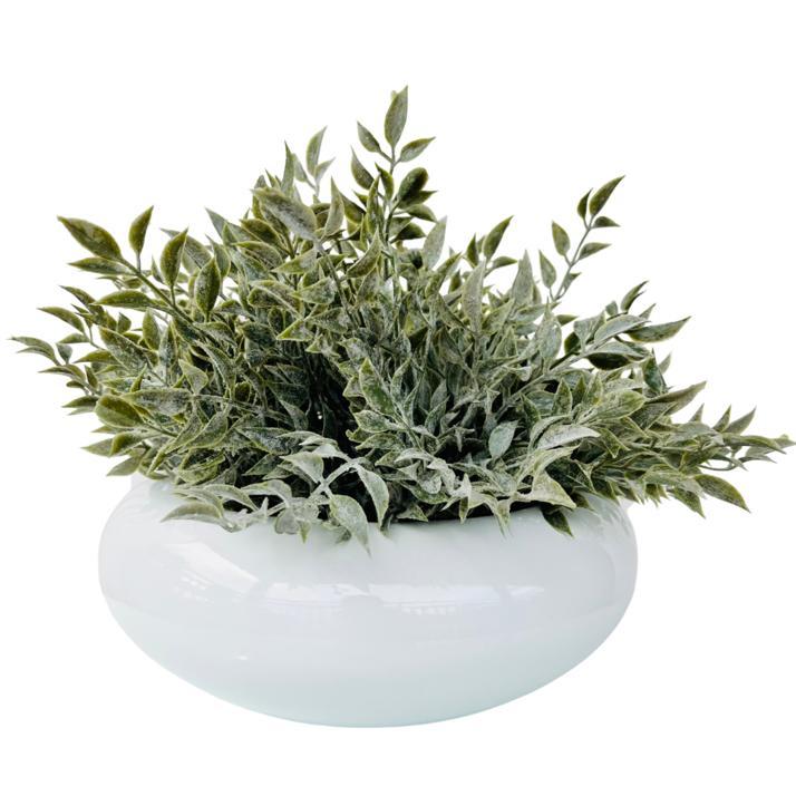 Vaso branco médio cerâmica redondo ikebana bacia liso com planta centro de mesa cachepot