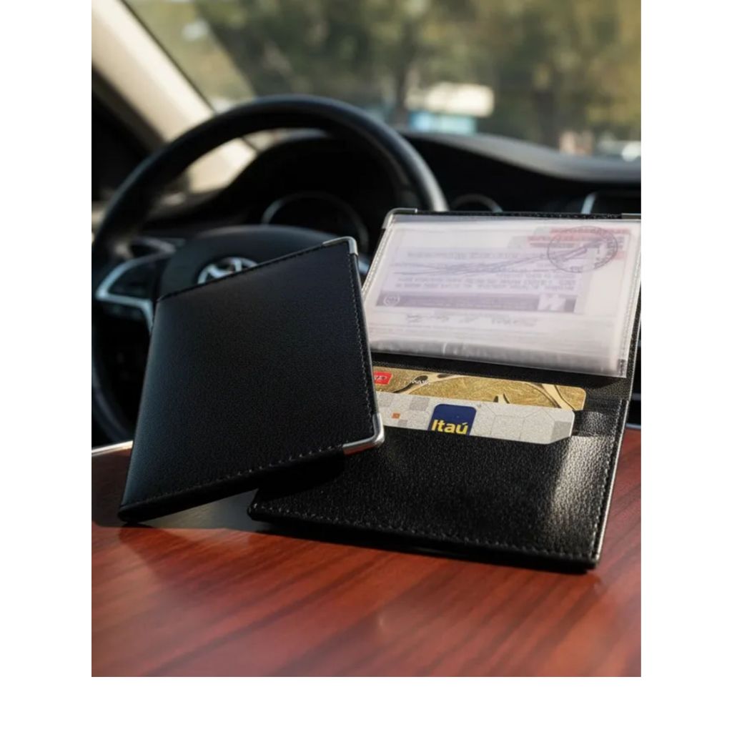 Porta Documentos De Carro E Moto Couro Carteira Fina SS:241