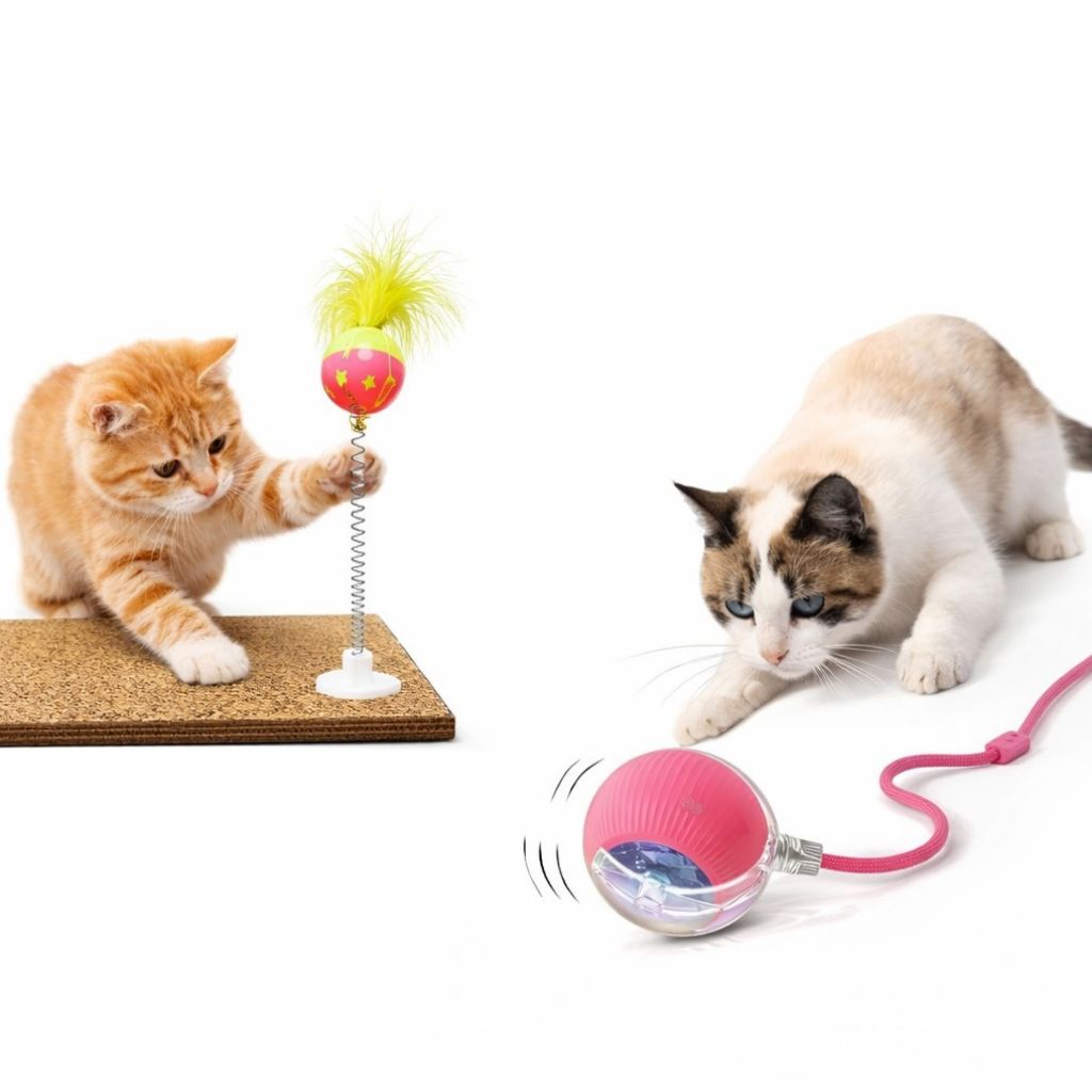 Kit Bolinha Automatica Para Gatos Com Arranhador E Vareta
