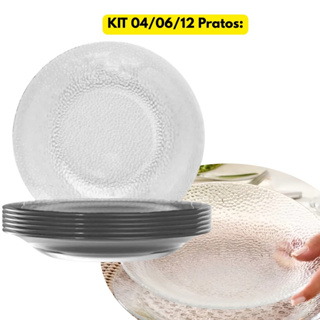 Jogo Kit 04/06/12 Pratos Fundo Vidro Duralex Redondo Acqua Servir Sopa Restaurante Refeição Hotel em Oferta na Shopee