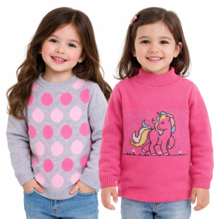 Kit com 2 Blusas de Lã Tricot Premium Infantil Para Menina (1 a 6 Anos) em Oferta na Shopee
