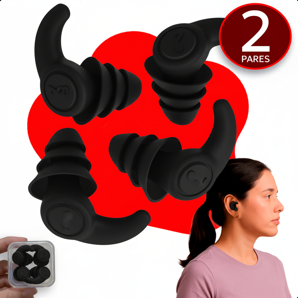 Imagem Tampão Ouvido Par 3 Camadas Antiruído Dormir Natação Estudos Trabalho Protetor Auricular