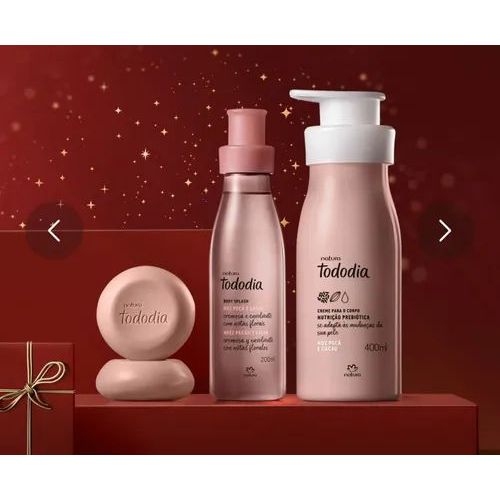 Kit Tododia Noz Pecã e Cacau Natura – Creme Corporal 400ml + Body Splash 200ml + Sabonetes Vegetais – Combo Hidratante P