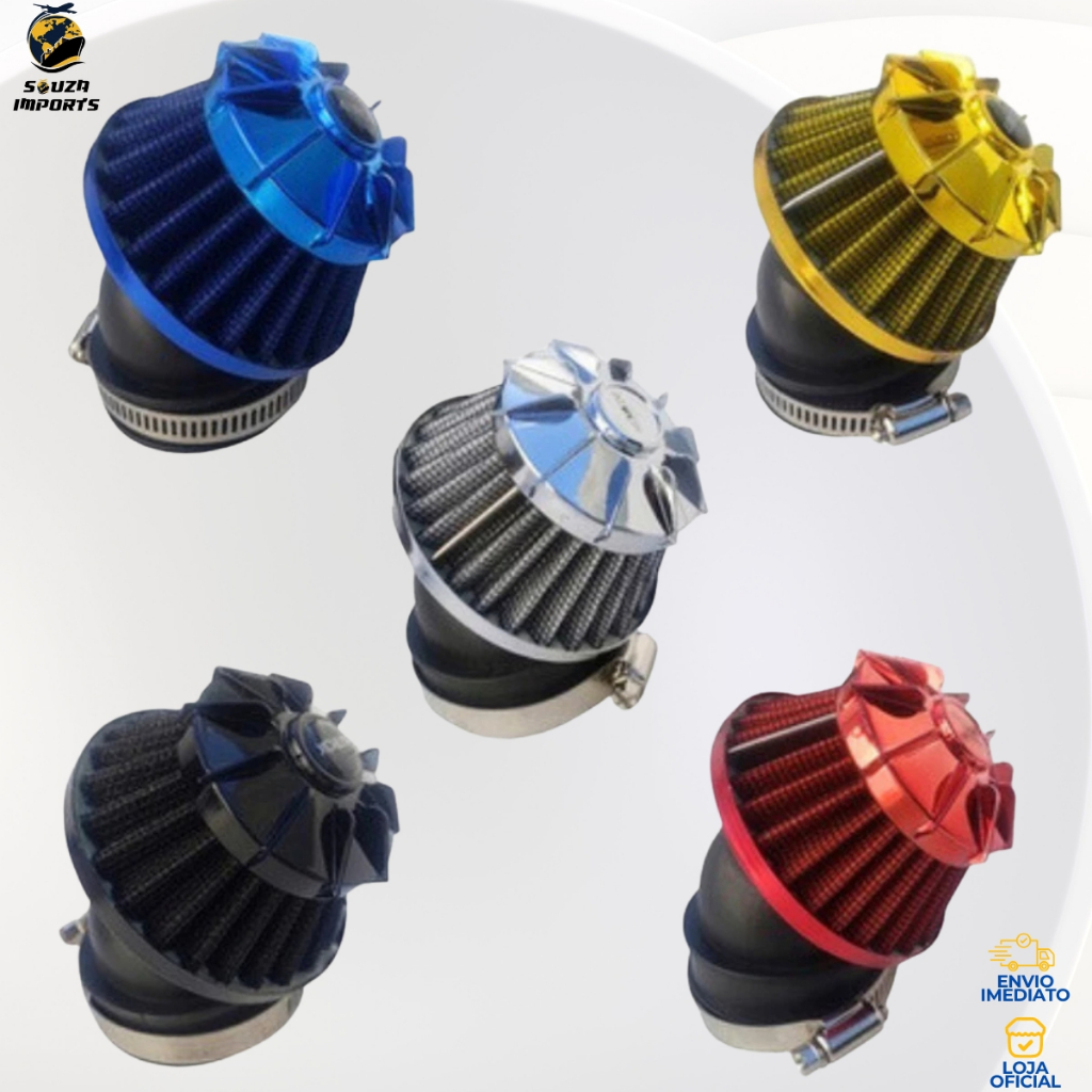 Filtro Ar Esportivo Moto 45 Graus C/ Adaptador Fan Titan em Oferta na Shopee